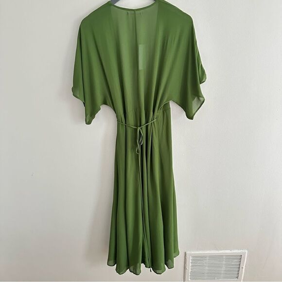 Reformation Karen Midi Dress in Moss Green - Picture 7 of 7
